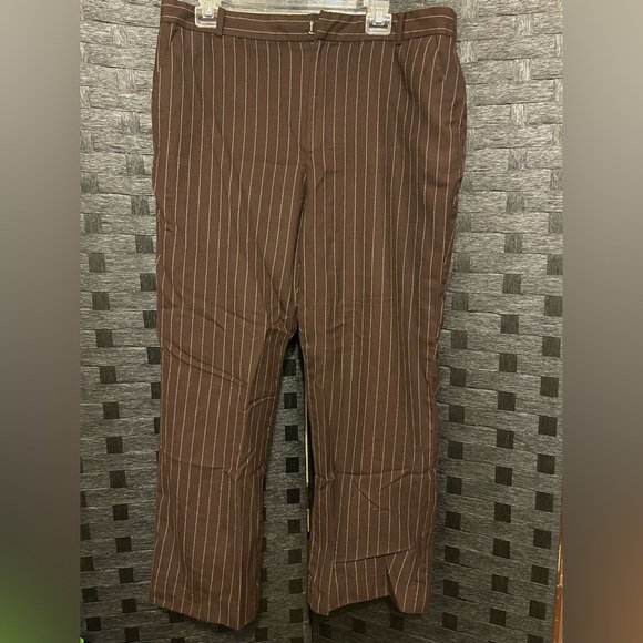 Chaps Pants - Chaps brown stripe women’s dress pants size 16 wool and lining polyester